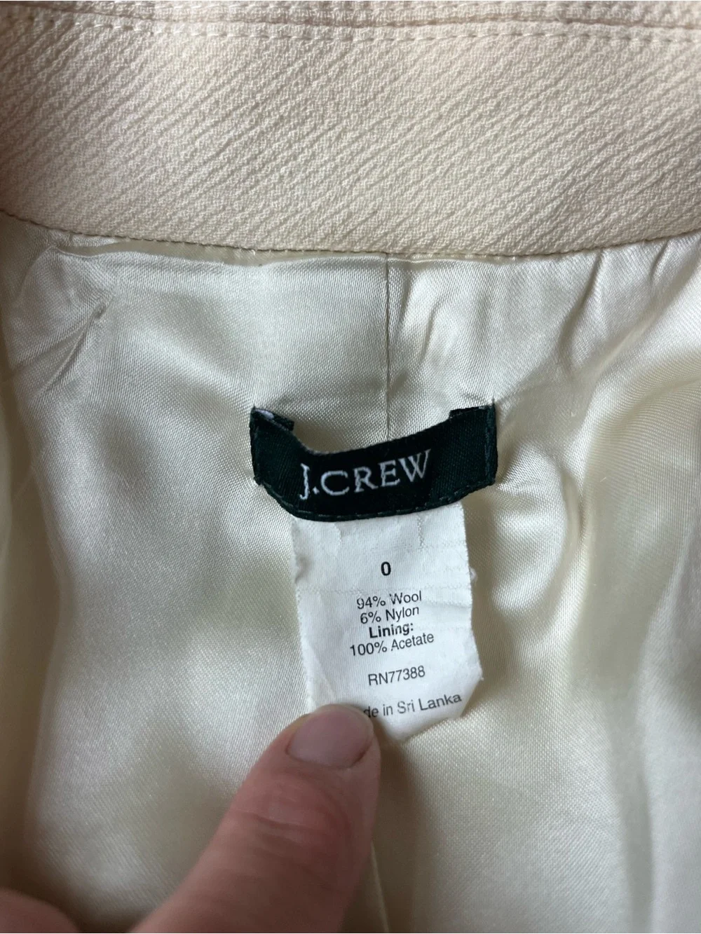 J. CREW THE LADY DAY COAT CREAM DOUBLE CLOTH WOOL BLEND COAT WOMENS 0 - Picture 3 of 6